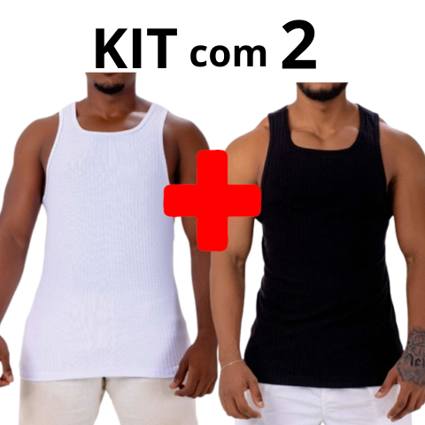 KIT 2 Regatas Gringas Canelada Americana Slim Fit