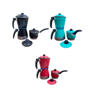 Kit Café Da Manhã Chaleira Cafeteira Italiana Cuscuzeira Individual Leiteira de Alumínio Fervedor de Leite