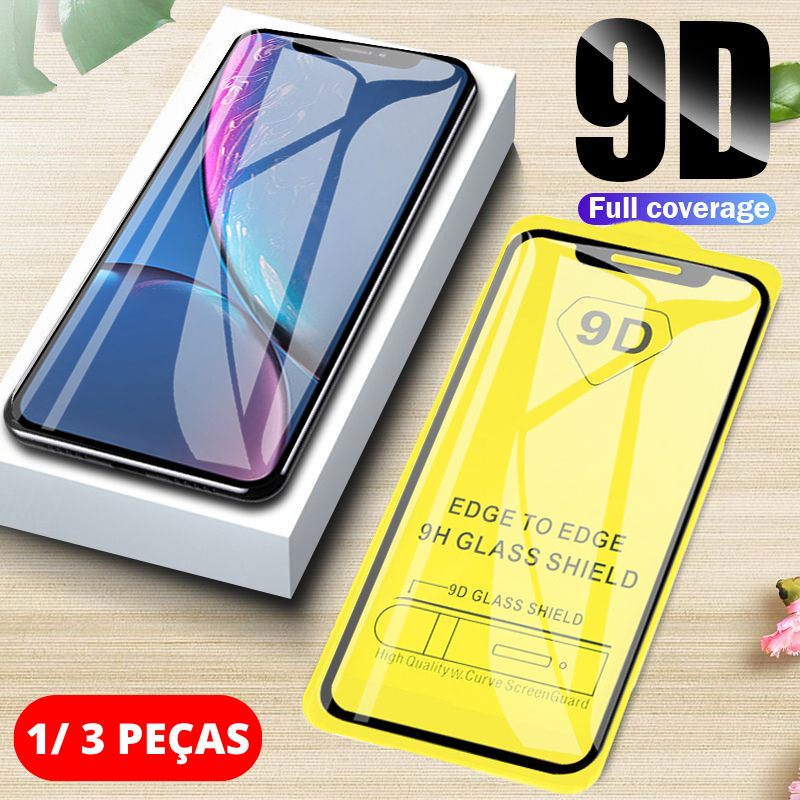 Película De Vidro 3D 9D Para Iphone 14 13 Pro / 12 / 11 / Xr / 8 / 7 / 6 Plus Antishock Pronta Entrega