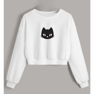 Moletom Cropped Feminino GATO Blusa frio