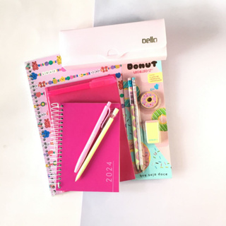 Kit Papelaria Tons de Rosa Cor Rosa Escolar Neon Pastel Intermediario