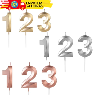 Vela De Aniversário Prata Dourada E Rosê Gold Perolada Cintilante Metalizada