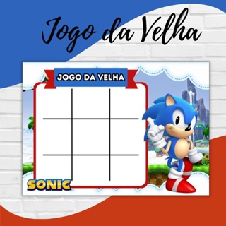 Jogo da velha no tema Sonic para lembrancinhas de festa de aniversári