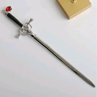 Prendedor de cabelo de espada/adaga com strass vermelho, rock, goth, punk