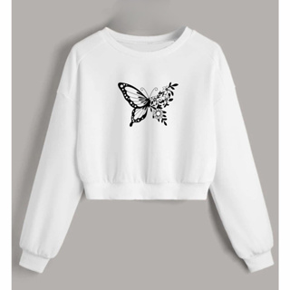 MOLETOM CROPPED FEMININO BORBOLETA PROMOÇÃO