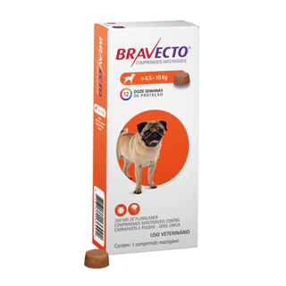 Antipulgas e Carrapatos MSD Bravecto Cães 4,5 até 10kg 250mg