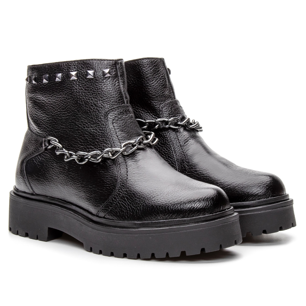 Coturno Feminino Tratorado Rocker Cano Baixo De Ziper Naomi | Shopee Brasil