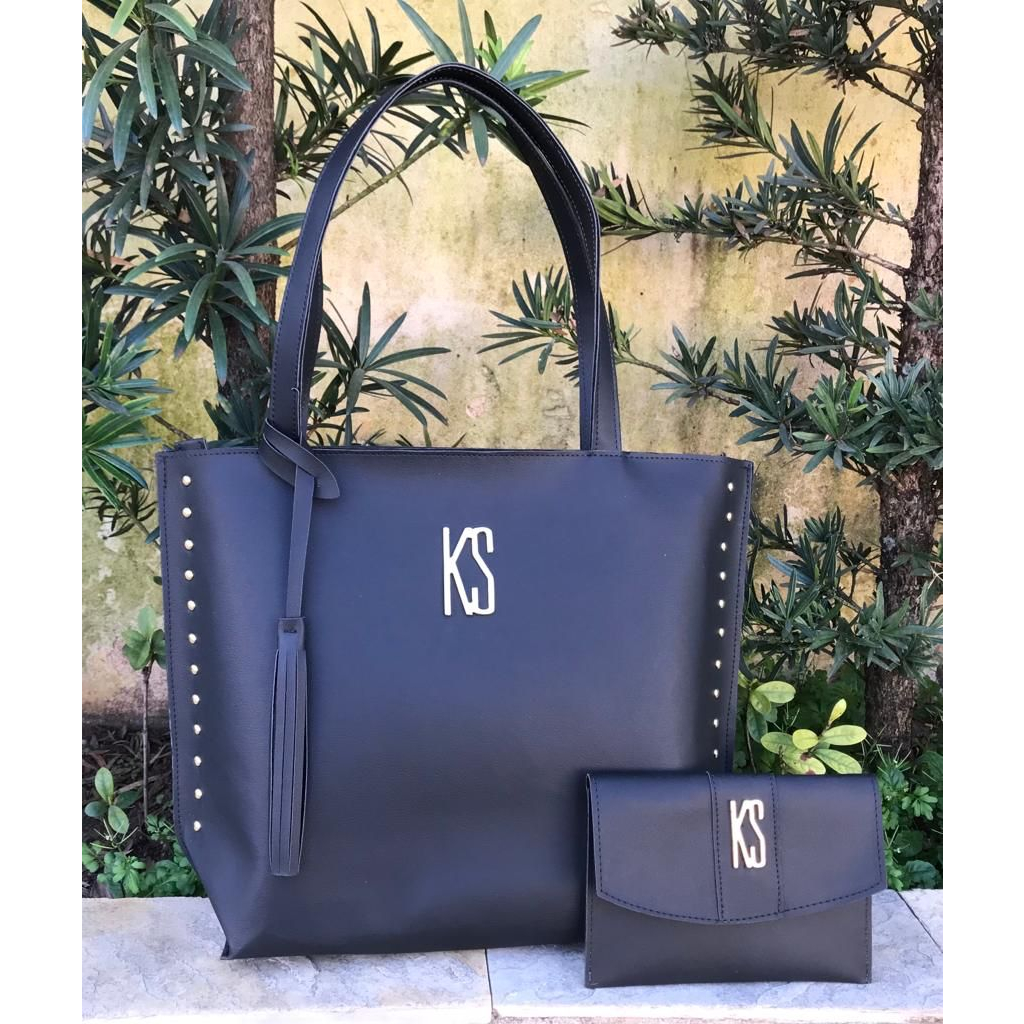 Kit Bolsa Feminina + Carteira Kit 2 Peças Bolsa Sacola Saco Espaçosa