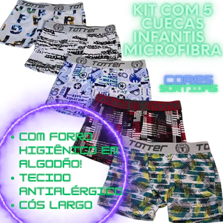 Kit 5 Cueca Infantil Box Estampada Totter 8050 em Oferta na Shopee