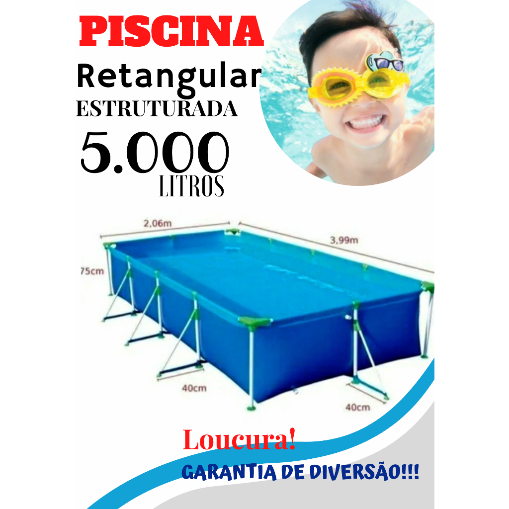 Piscina Retangular Premium Mor 5.000 Litros Medidas 4.03m X 2.84m X ...