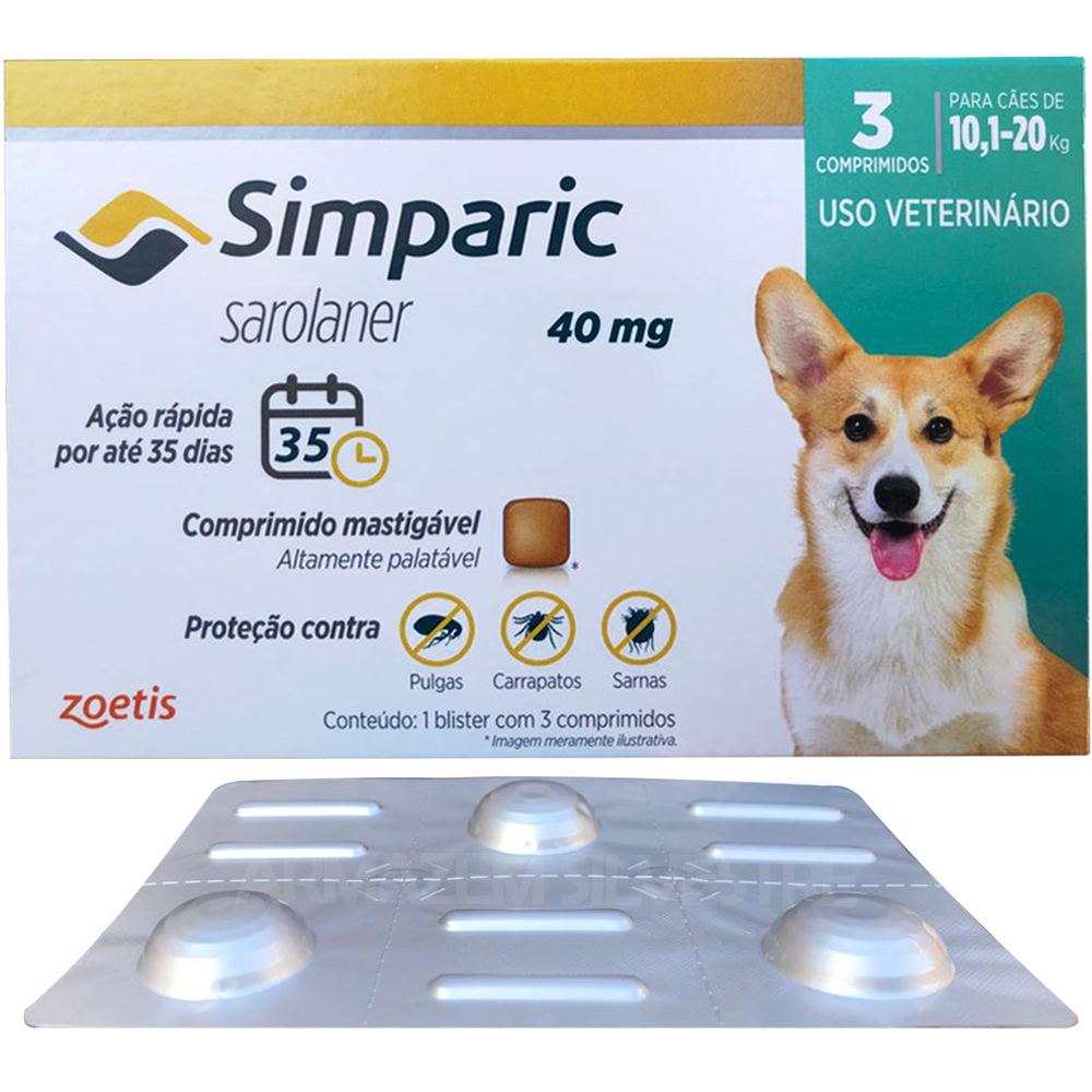 Simparic 120mg (40,1kg/60kg) c/ 1comp - Zoetis - Antipulga e