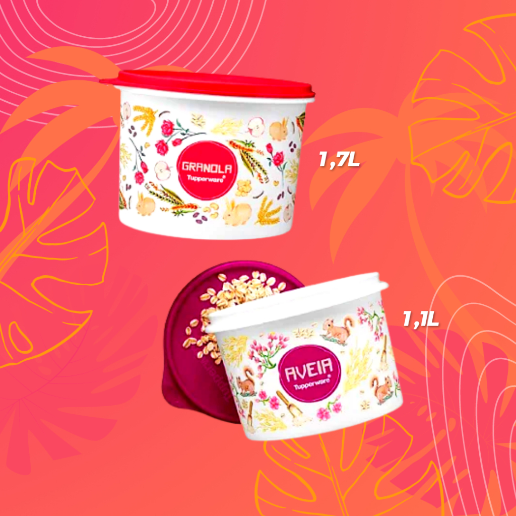 Kit Armazenamento Floral Tupperware Aveia 1,1L e Granola 1,7L | Shopee ...