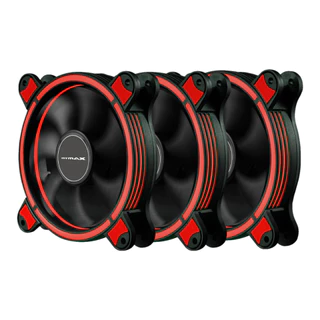 Kit com 3 Fan Cooler Ventoinha Gamer Mymax Spectrum Ring com Led Vermelho 120mm