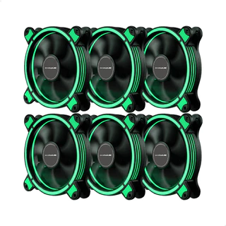 Kit Com 6 Fans Cooler Mymax Spectrum Ring Led Verde 120mm