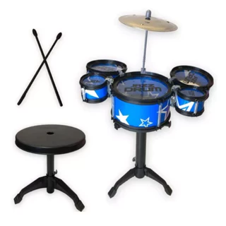 Bateria brinquedo infantil com baqueta e banquinho 5 tambor em Oferta na Shopee