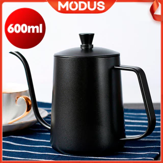 Cafeteira Manual Bule 600ml Panela Aço Inoxidável Para Café e Chá Bico Fino Pescoço De Ganso Preto Fosco