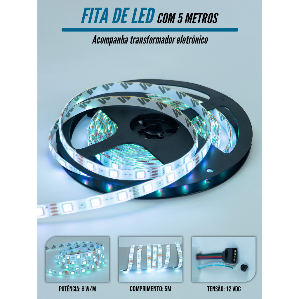 Fita LED 5M-16 Cores RGB com Controle COM FONTE