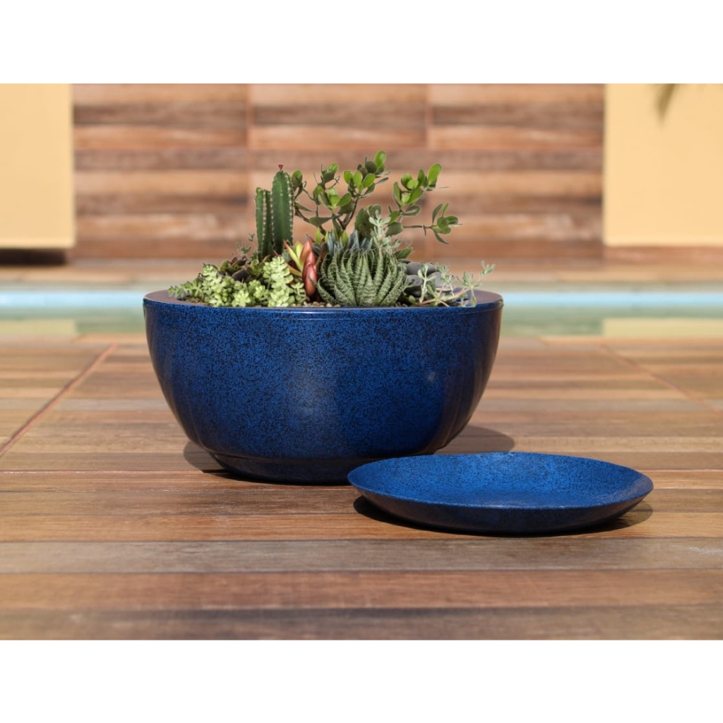 Vaso de Planta Decorativo Bacia Redonda N1 Luxo Polida lisa com Prato coletor