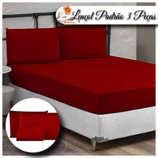 Jogo De Lencol Microfibra Casal Padrao 3 Pecas Vermelho