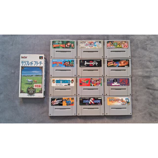 Jogos originais Japoneses para Super Famicom, Super Nintendo, Donkey Kong Country, Breath of Fire 2, Romancing Saga, Street Fighter, Super Bonk, Super Famista, Super Dante, Mahjong Hisshou Den Naki no Ryuu, Zero 4 R Champ