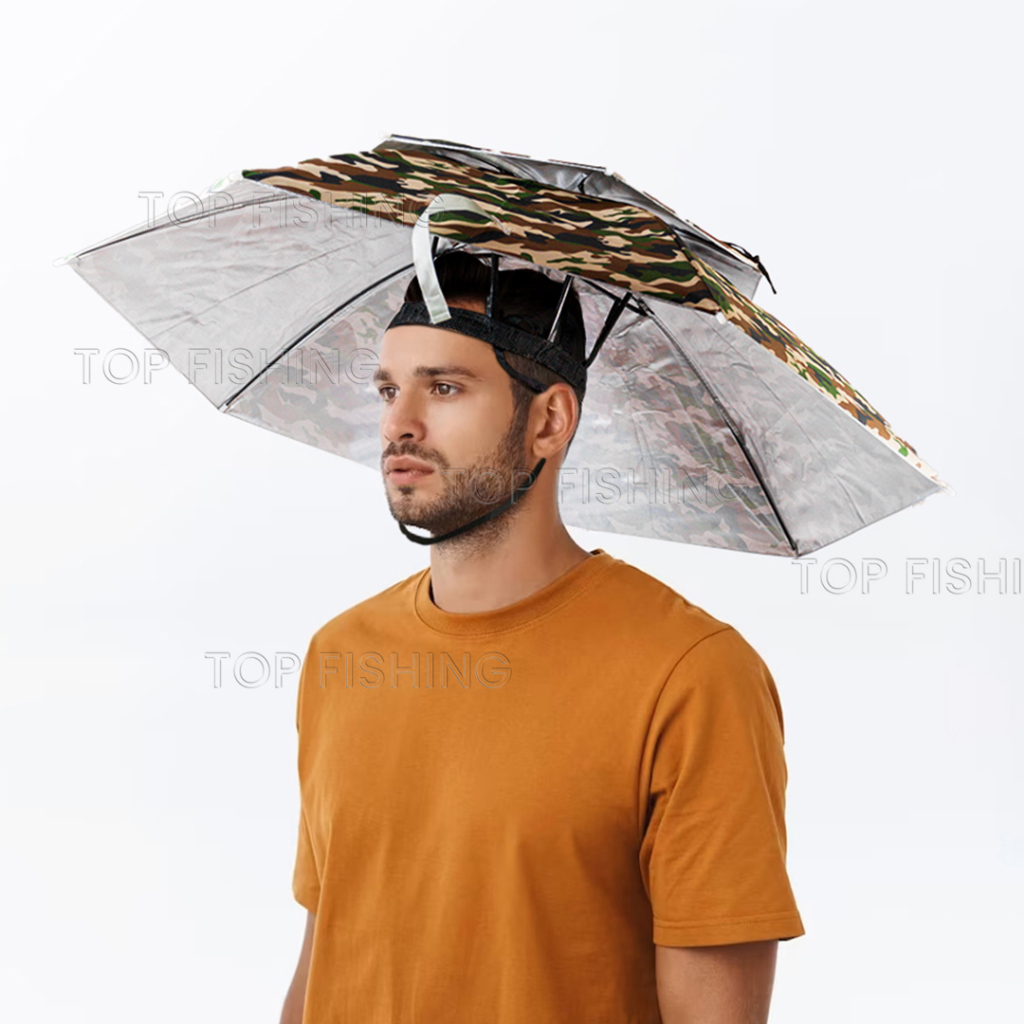 Guarda Sol de Cabeça Com Regulagem Camping Camuflado Dobravel Pesca ...
