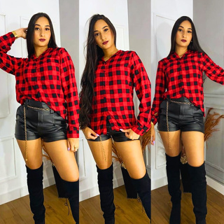 Camisa xadrez blusa feminina festa junina manga longa Rodeio Country Envio imediato
