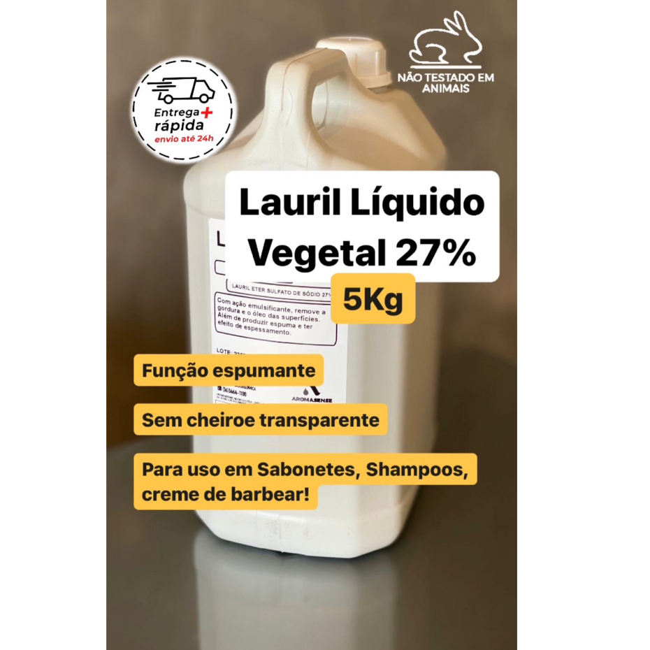 Lauril 27% Vegetal - 5kg - Próprio para Produção de Espuma