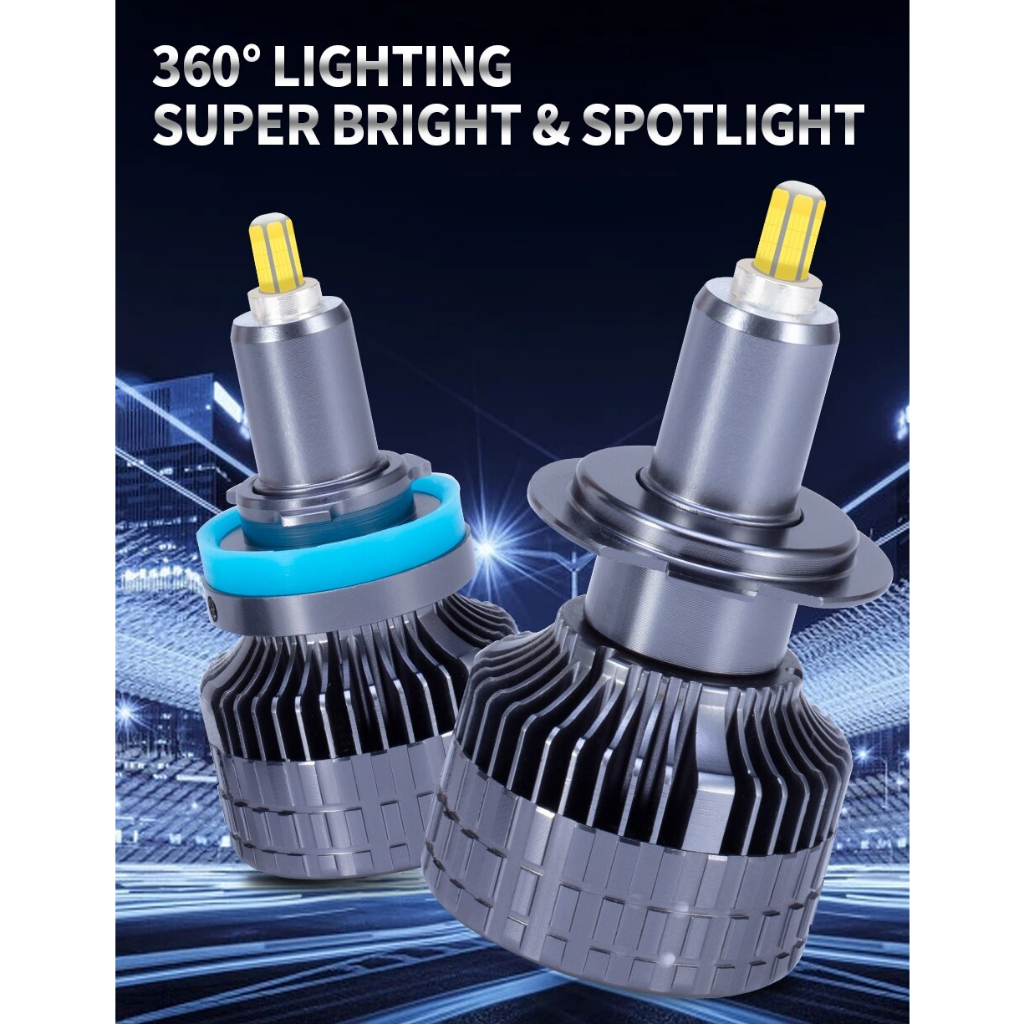 kit Lâmpada Automotiva LED 360° Carshark luzes super brilhantes Farol de neblina H1, H7, H11, H8, H9 30000lm 6500k 80W