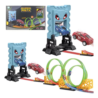 Pista Lançador De Carrinhos 4 Looping Tipo Howheels Com Luz