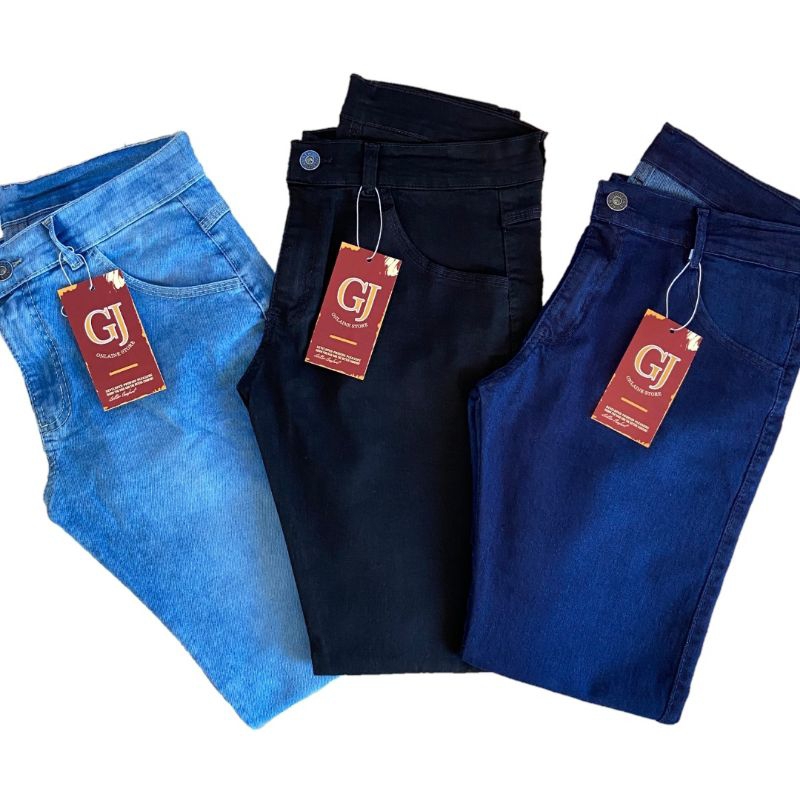 Kit 3 Calças Jeans Masculina Skinny Original Elastano Lycra