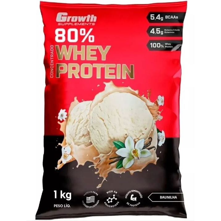 Whey Protein BAUNILHA Growth Concentrado 80% Supplements 1Kg