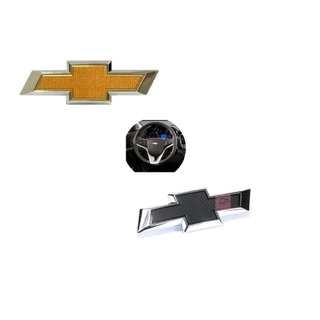 Emblema Volante Spin Cruze Prisma Onix Sonic Cobalt... Alumínio 2,0 x 6,0 Preto Ou Dourado