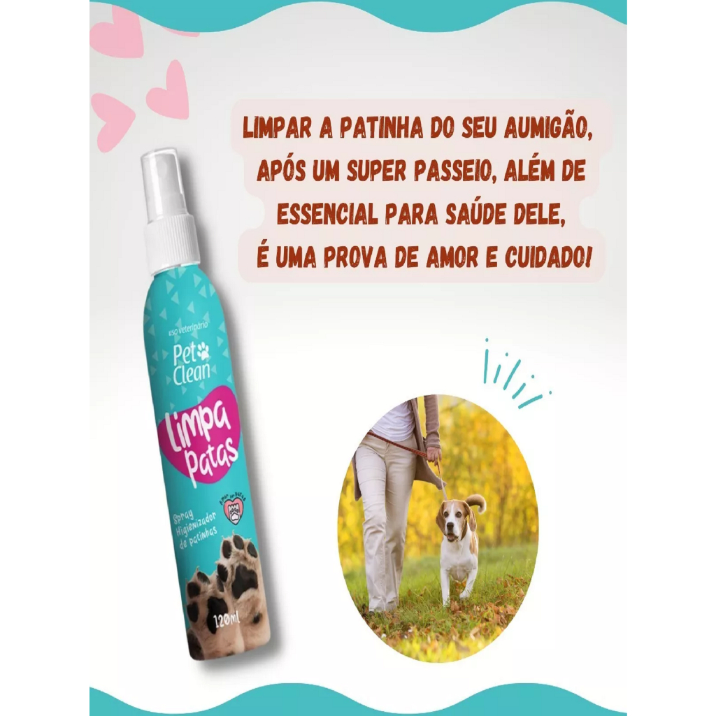 O spray higienizador de patas limpa patas pet clean 120 ml um
