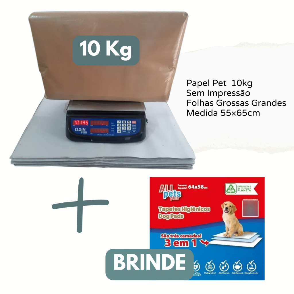 Jornal Pet 10KG 500 Folhas Grandes 65×55 maior gramatura ótima absorção