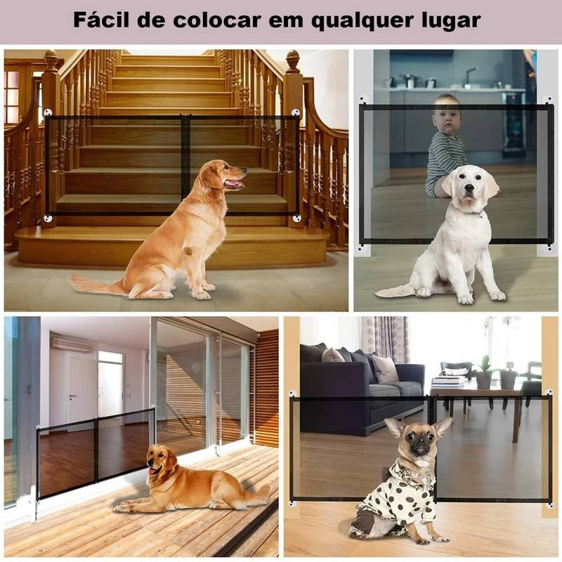 Portão Tela Grade Retrátil Proteção P/ Cães Bebe Cachorros | Shopee Brasil