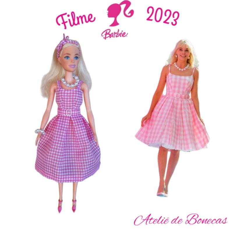 Vestido Xadrez c/ Cinto e Acessórios Barbie Filme 2023