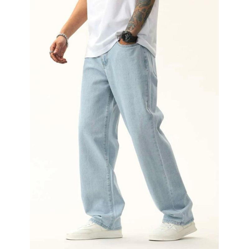 calça jeans masculina fashion modas desbotado boca larga