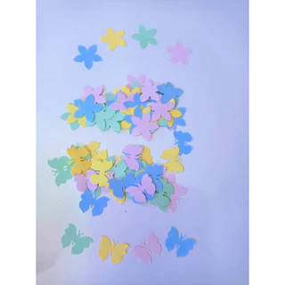 100 Mini flores e 100 mini borboletas 1cm