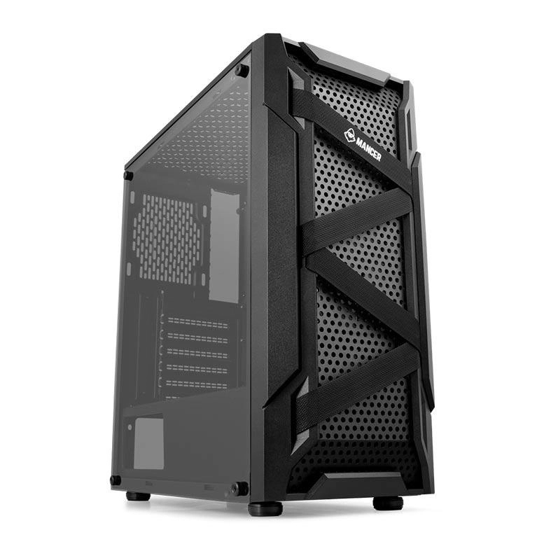 Gabinete Gamer Mancer Kevlar Mid-Tower Lateral de Vidro Com 3 Fans Preto MCR-KVR-BLKF01