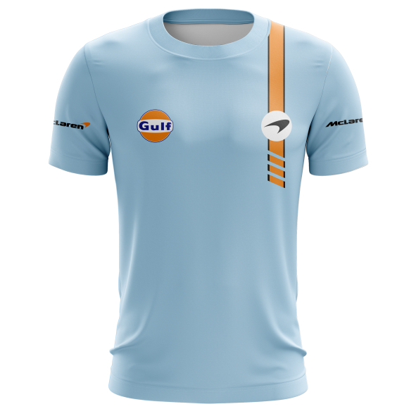 Camisa Camiseta Automobilistica Formula 1 Gulf x McLaren azul corrida proteção UV Lando Norris