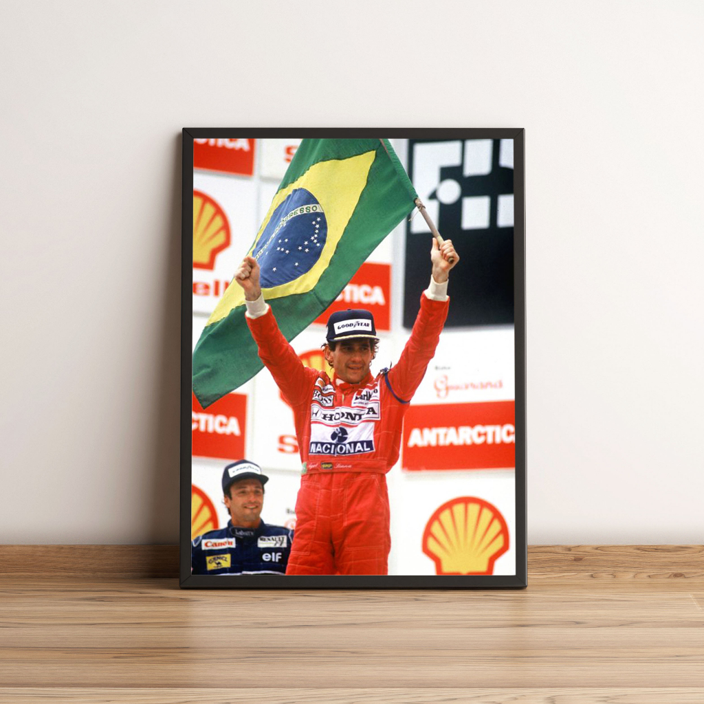 Quadro Ayrton Senna Comemorando Vitória 1916