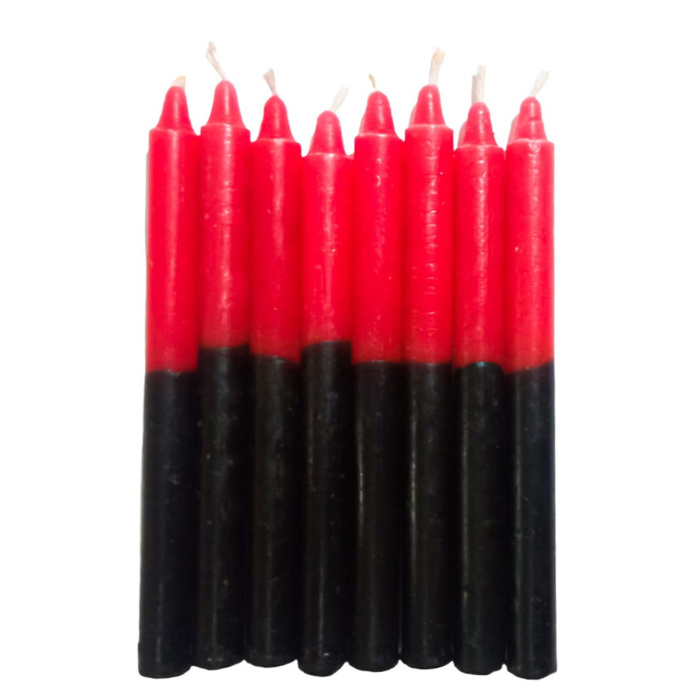 Vela Palito Vermelha e Preta Bicolor 8 unidades