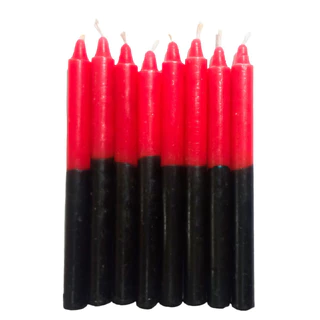 Vela Palito Vermelha e Preta Bicolor 8 unidades
