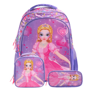 Kit Mochila Escolar Infantil de Rodinhas Menina Bolsa Resistente Impermeável Com Lancheira e Estojo