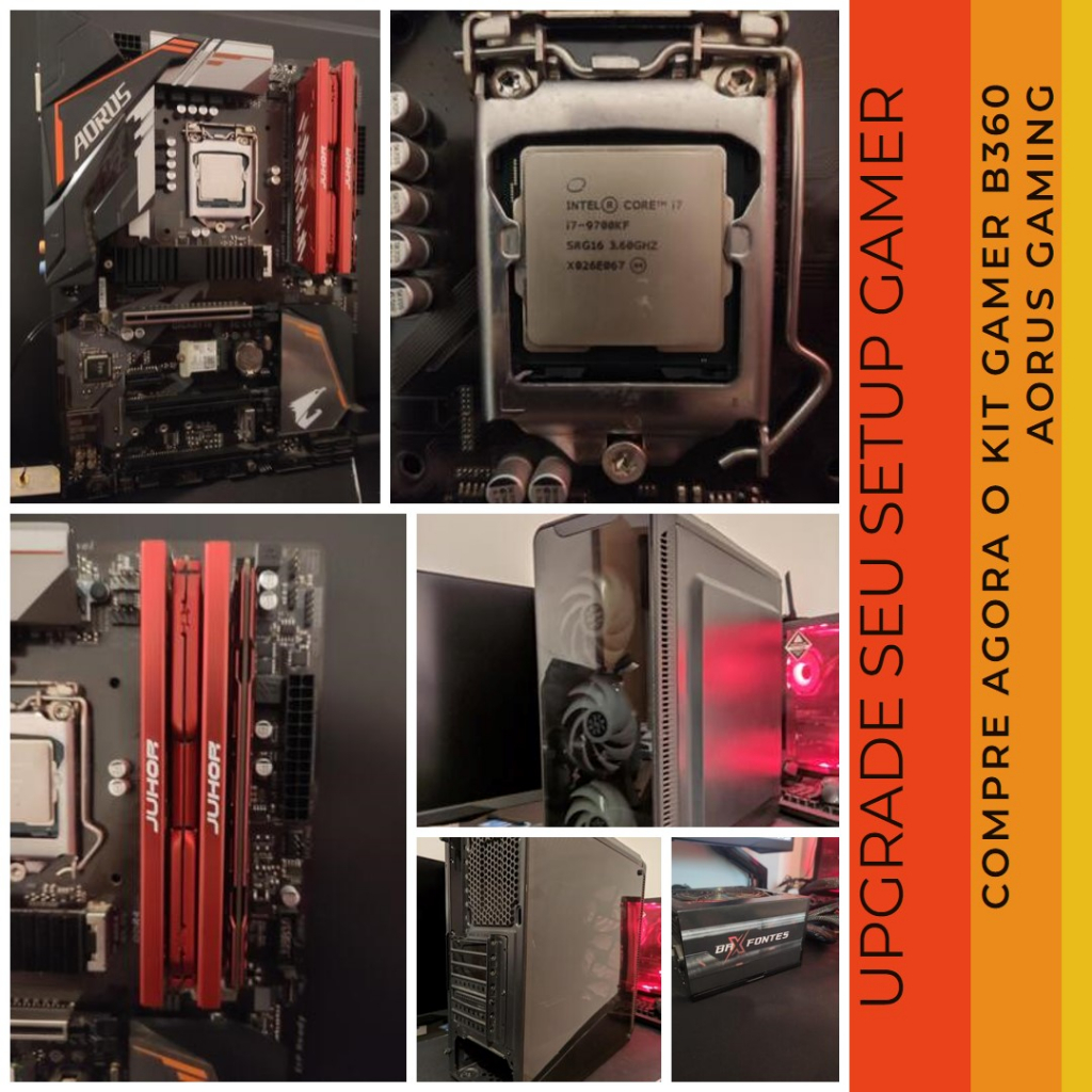 Kit upgrade gamer Intel Core i7-9700Kf placa-mãe B360 Aorus Gaming 32 ...