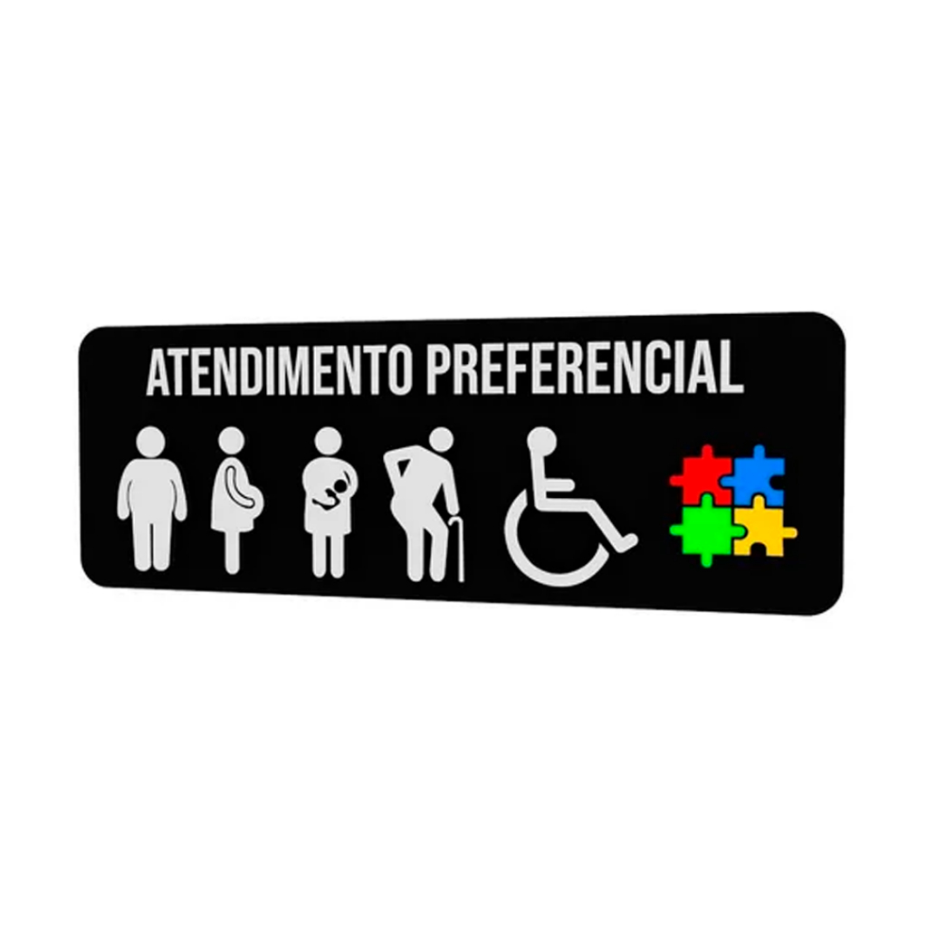 Placa Sinalização Acrílico Atendimento Preferencial Shopee Brasil