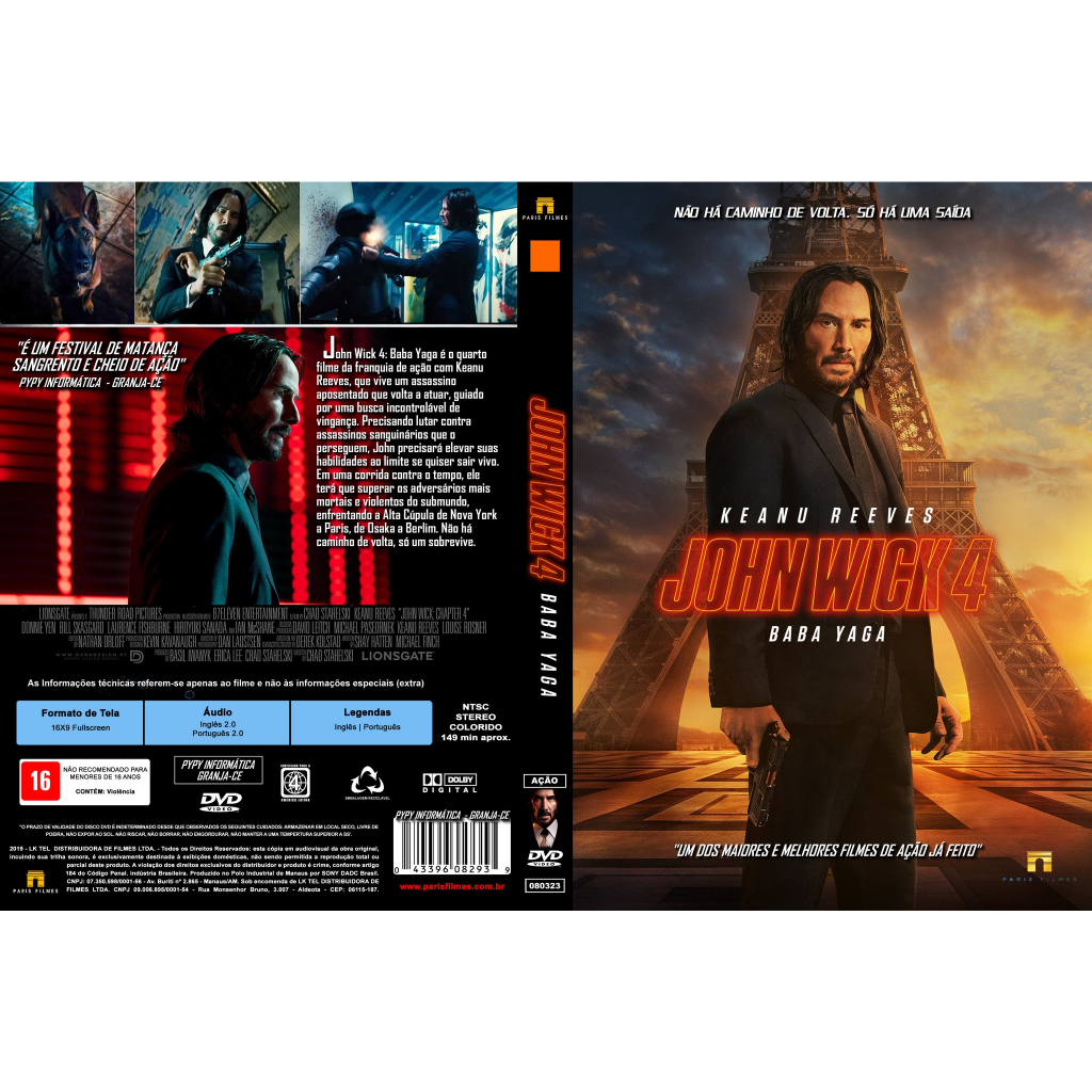 DVD/BLU-RAY COMPACTADO John Wick 4: Baba Yaga (2023), IMAX 1080P HD 5.1  Dual POR 4.66