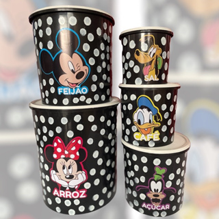 kit mantimentos com decalque da Disney, pote mantimentos adesivados organizadores de alimentos