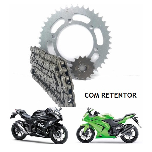 Kit Relação Transmissão Kawasaki Ninja 250 E 300 C/ Retentor