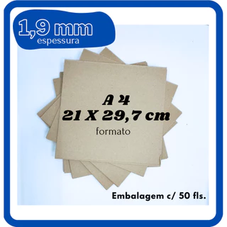 Papelão cinza / parana A4 (21 x 29,7cm) 1,9mm com 50 fls